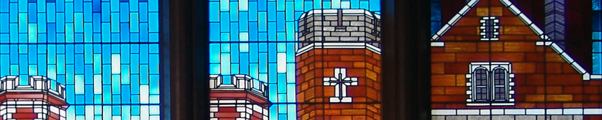 banner showing a close-up of stained glass inside Dodd Hall